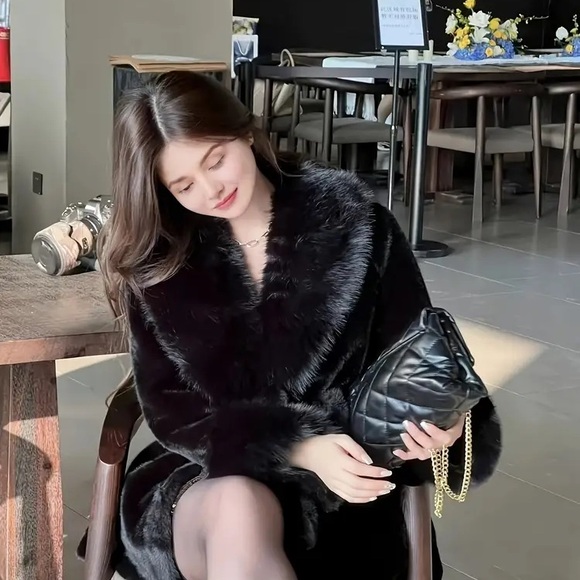 Unbelievably soft, faux fur belted jacket in Coffee Brown. - Picture 14 of 15